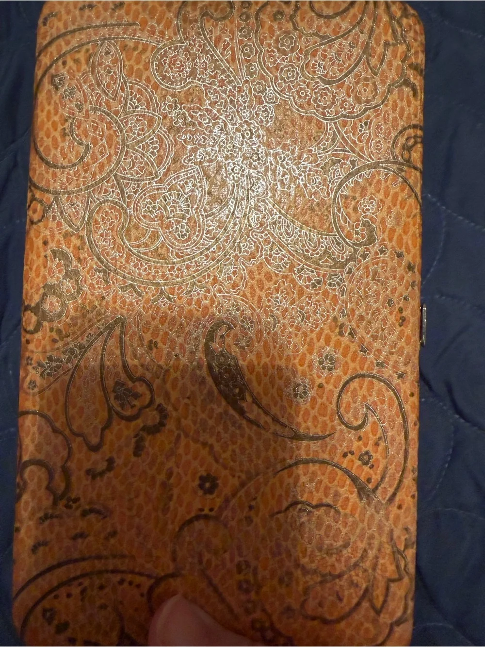 NWOT - Elegant Orange Paisley Embossed Clutch Wallet